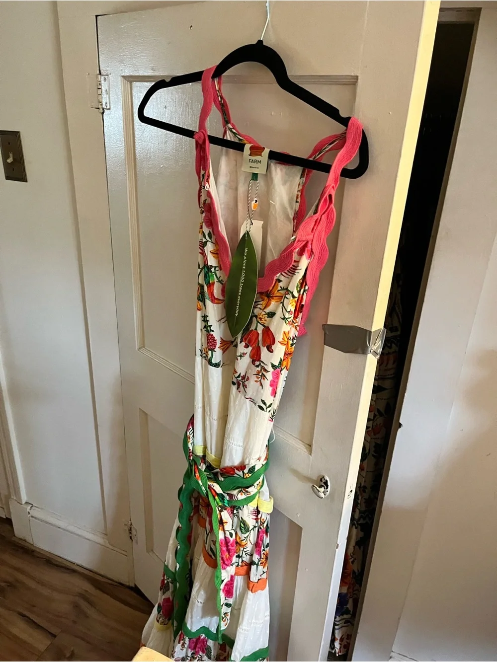 FARM Rio White Maxi Dress with Pink Straps and Multicolor Floral Print - Picture 16 of 16